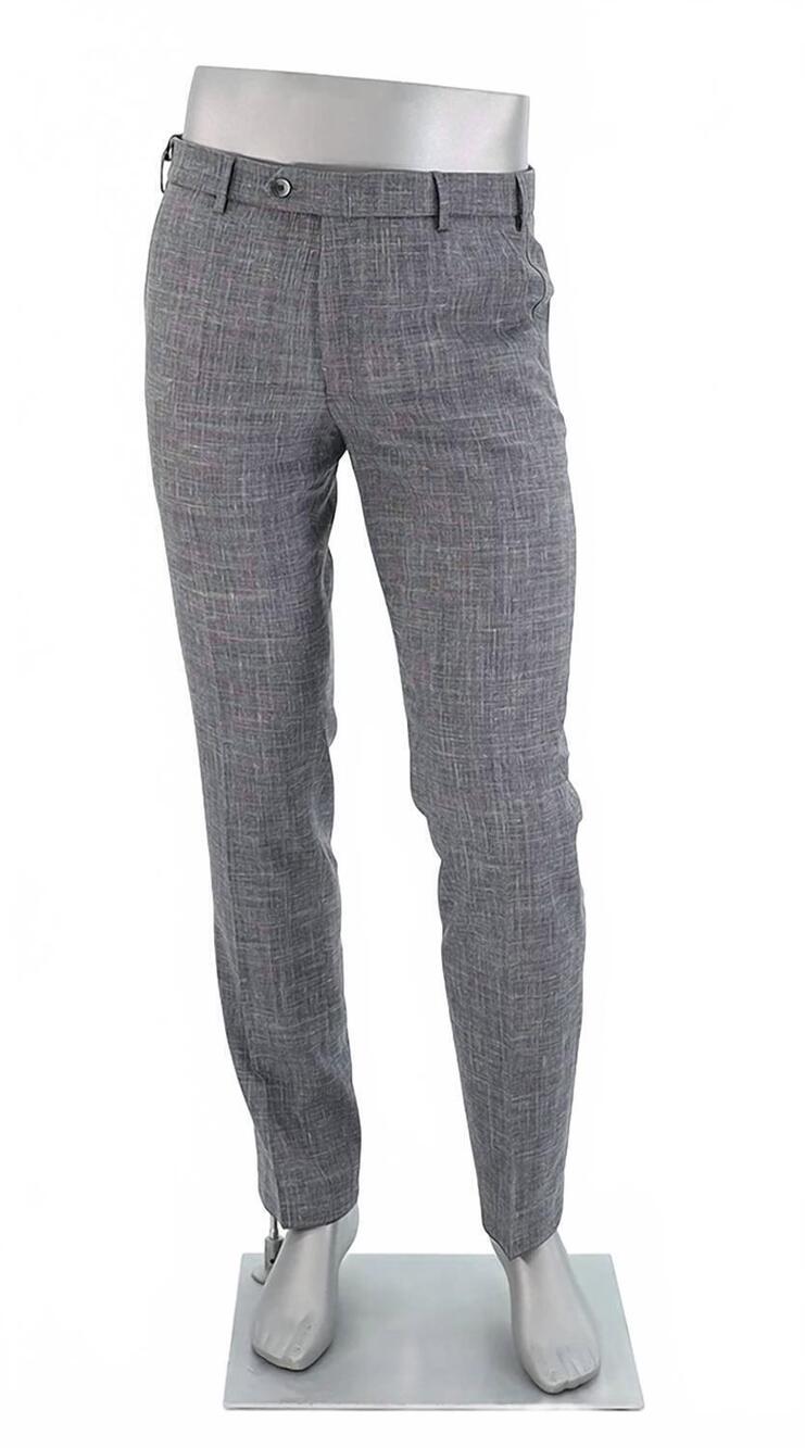 NEW MEYER men's cooling wool and linen trouser in mid grey